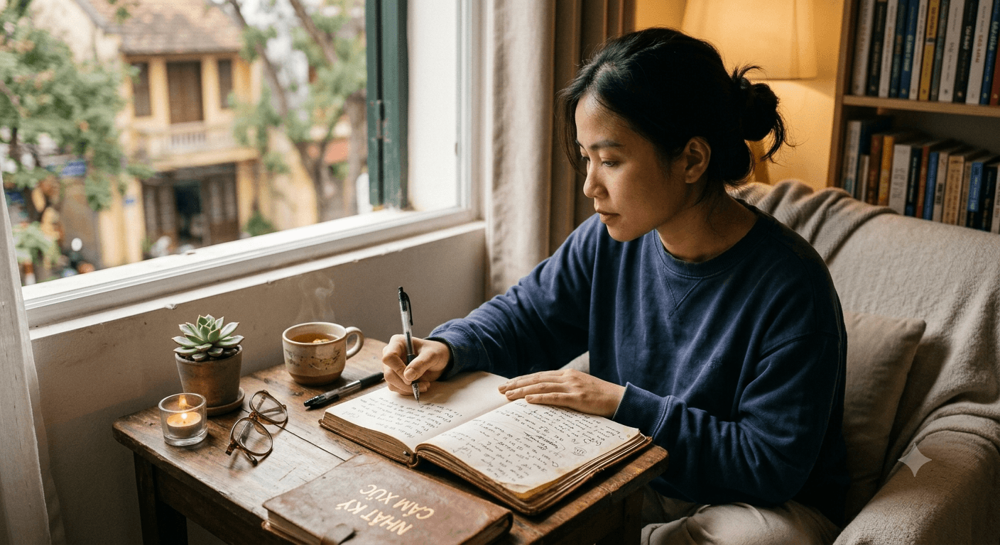 Minh họa viết nhật ký cảm xúc